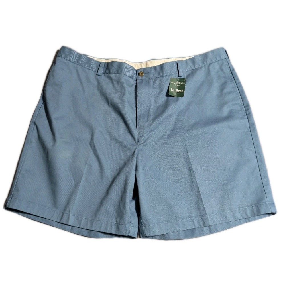LL Bean Natural‎ Fit Chino Shorts Mens 46 Blue Wrinkle Resistant Cotton NWT